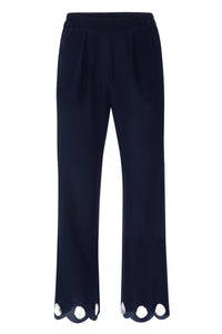 Navy Blue Silk Modernist Pants