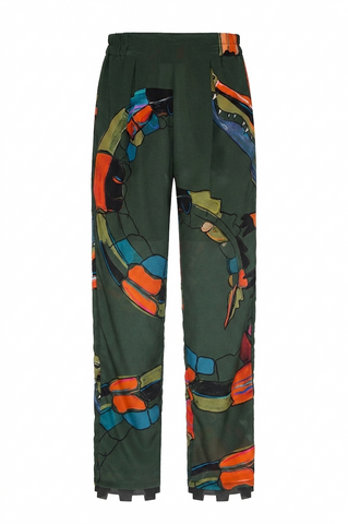 Calça Sonia Quadrados Jacaré Verde