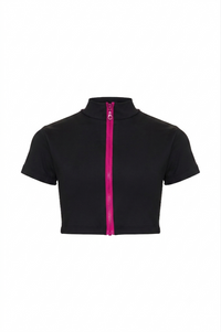 Top Preto com Zíper Rosa