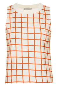 Roma Dot Sleeveless Top with Red Checkered Print