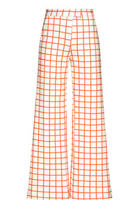 Roma Dot Flare Pants Red Checkered Print