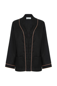Vest de Linho Preta Woman In Hat