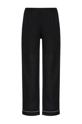 Calça de Linho Carmem Preta com Vivo