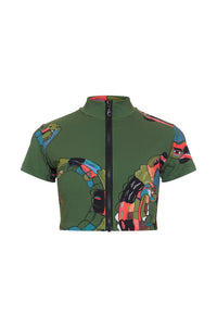Top Zíper Jacaré Verde