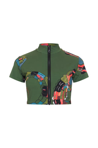 Top Zíper Jacaré Verde