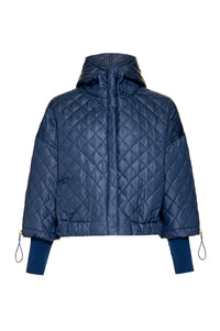 Navy Blue Quilted Bomber Jacket