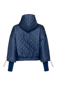 Navy Blue Quilted Bomber Jacket