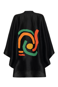 Black Linen Poncho