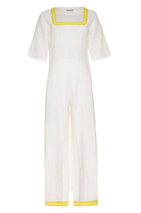 Off White Linen Midi Dress