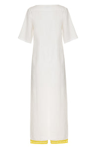 Off White Linen Midi Dress