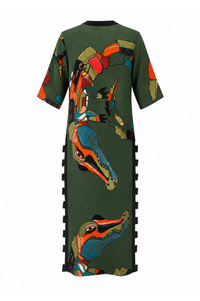 Vestido Sonia Quadrados Jacaré Verde