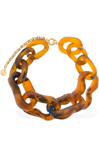 Turtle and Blue Organic Link Necklace