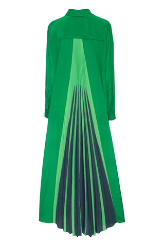 Green Sun Print Maxi Shirt Dress