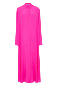 Vestido Maxi Plissado Rosa