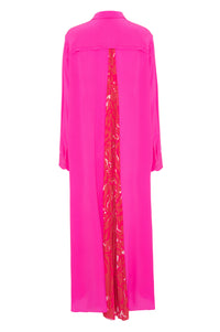 Vestido Maxi Plissado Rosa