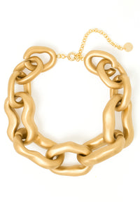 Gold organic link necklace