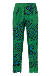 Green Alligator Waves Elastic Pants