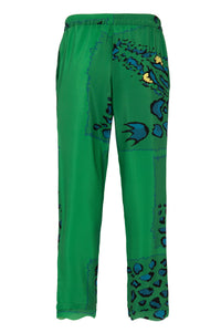 Green Alligator Waves Elastic Pants