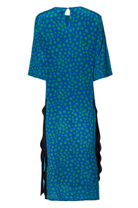 Vestido Sonia Ondas Polvo Azul e Verde Vanda Jacintho