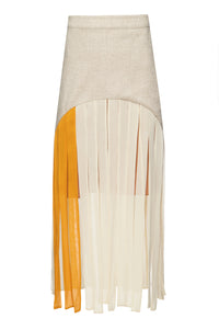 Natural strip skirt with mustard