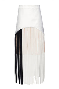 White and Black Linen Strip Skirt