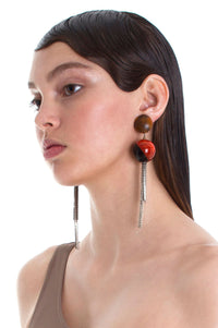 Bicolor Black and Orange Earring