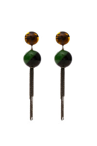 Bicolor Black and Green Earring