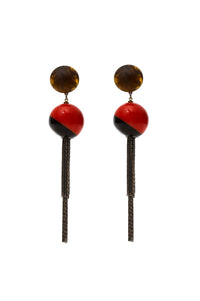 Bicolor Black and Orange Earring